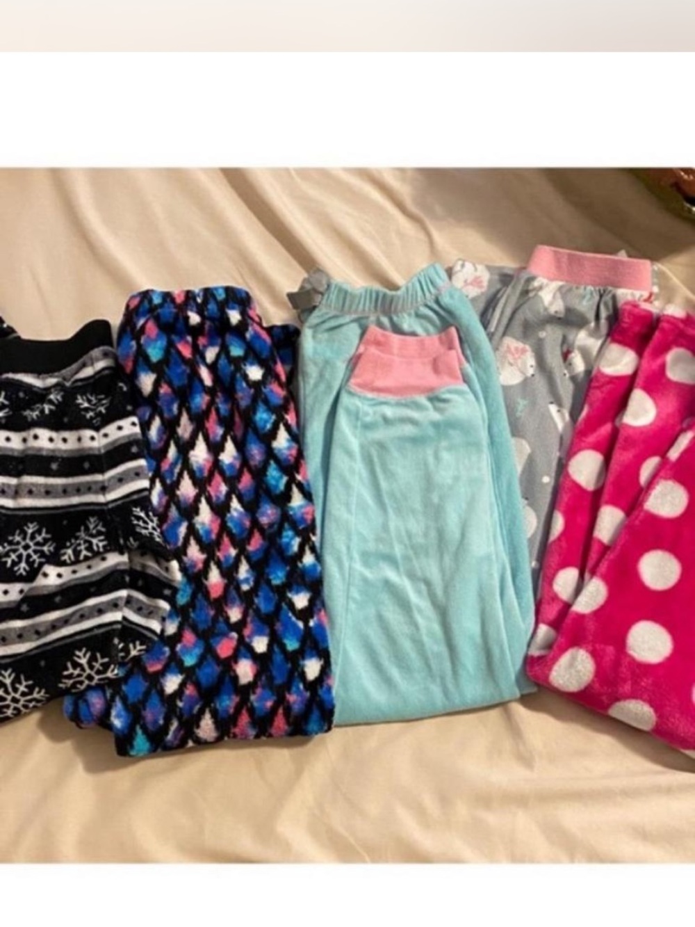 Justice Girls Fleece Pajama Bottoms - Black, Blue, Turquoise, Gray, Pink